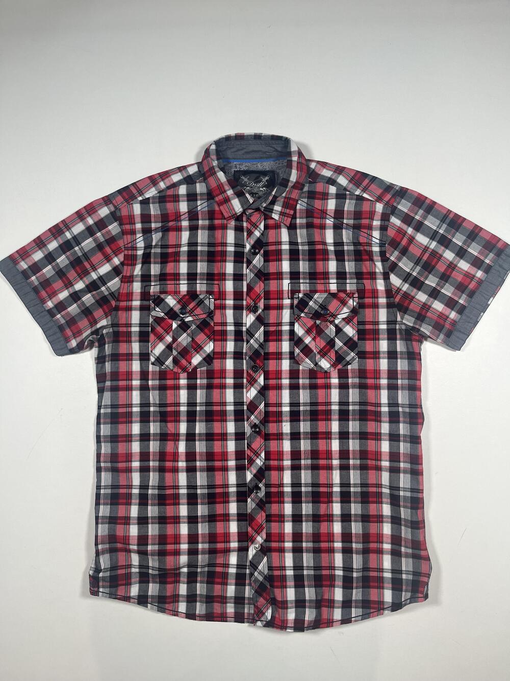Drill Clothing Company Shirt Mens Large Red Plaid Button Front Short Sleeve